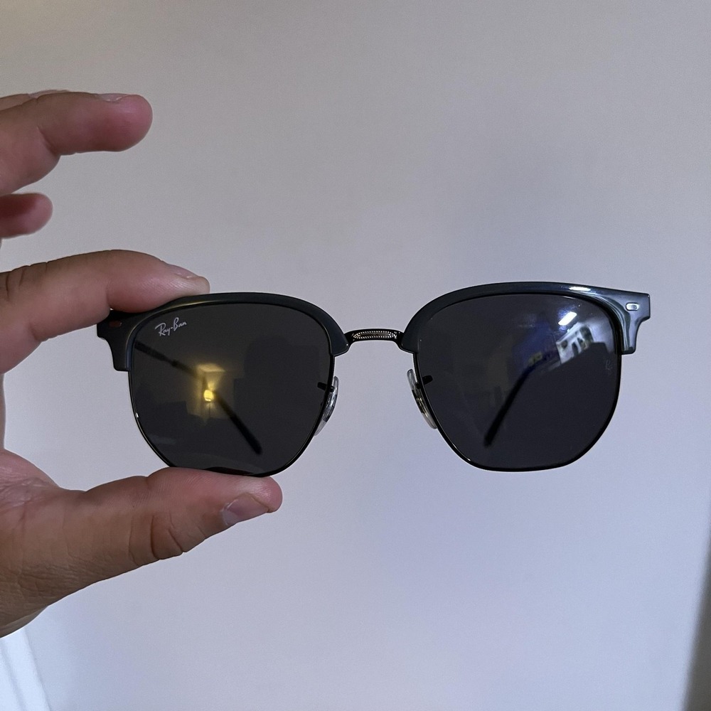 Ray-Ban Mens Gray New Clubmaster Square Sunglasses RB4416 6653/B1 Made In Italy